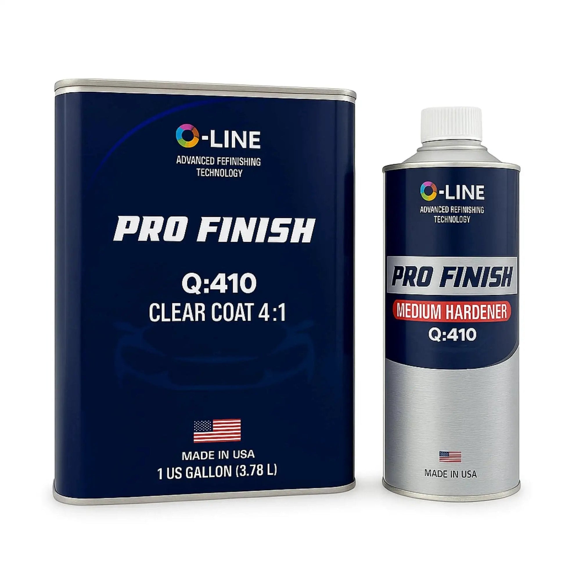 High Gloss 2K Clear Coat Kit With Hardener 4 To 1 For Refinishing 1 Gal And 1 Qt, blue canisters side by side