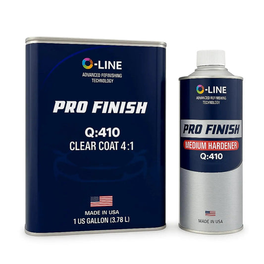 High Gloss 2K Clear Coat Kit With Hardener 4 To 1 For Refinishing 1 Gal And 1 Qt, blue canisters side by side