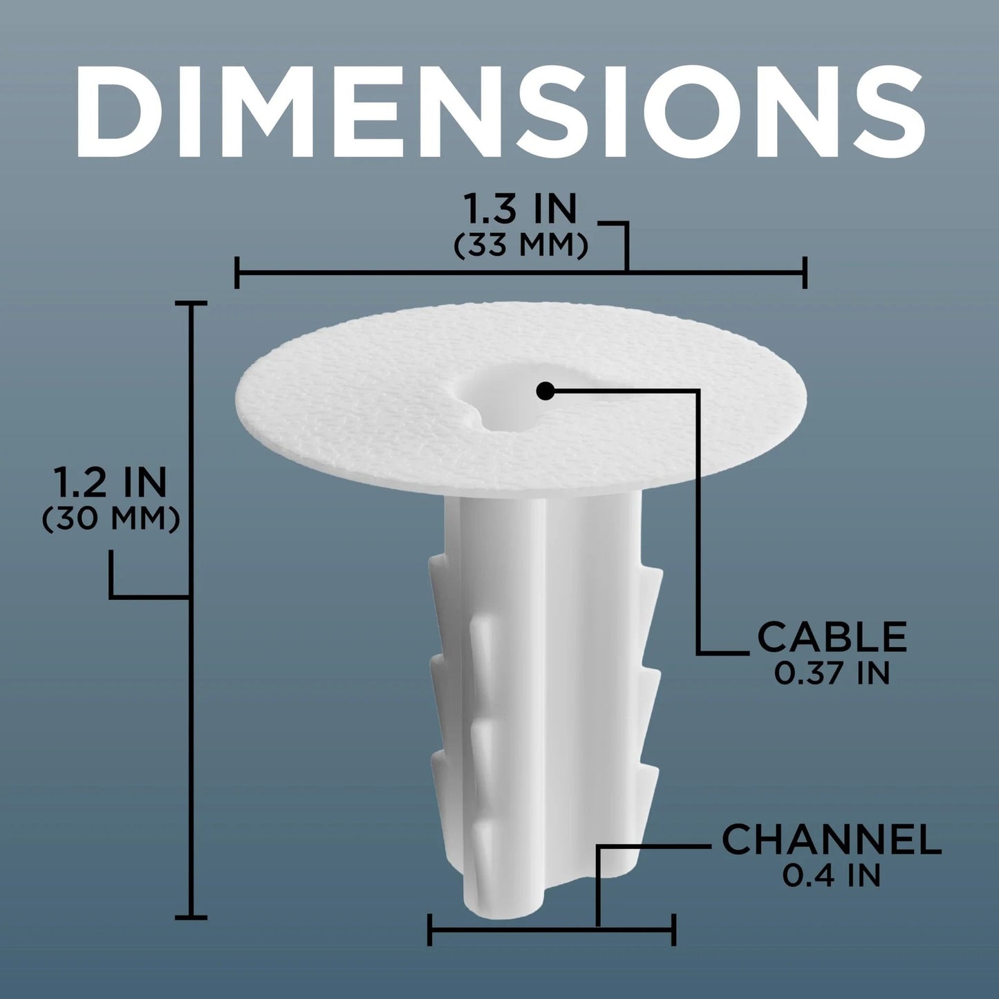 Single Feed-Through Bushing For RG6 Coaxial Cable Indoor Outdoor Passthrough And Wall Grommet White 10 Pack dimensions