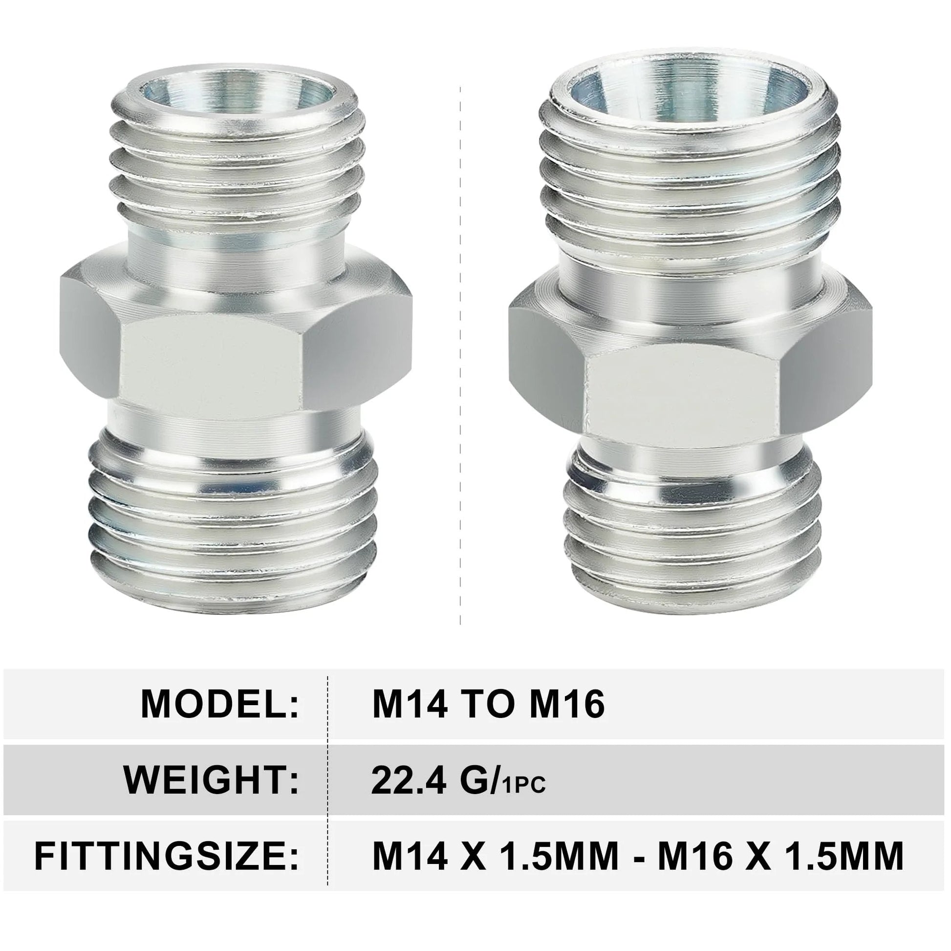 M14 To M16 Hydraulic Adapter Fittings 4 Pack For Mini Excavator Hose Connections With DIN Style BSP Threads, M14 X 1.5 To M16 X 1.5 Thread Compatibility, 8 Mm To 10 Mm Inner Diameters, Heavy Duty Leak Proof.