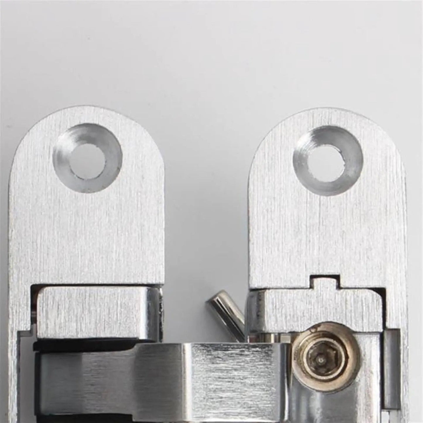 Close-up of 2Pcs 180 Degree Concealed Cross Door Hinges Zinc Alloy Invisible Hinge for Gate Door Cupboard Furniture Hardware Set Left 95x23