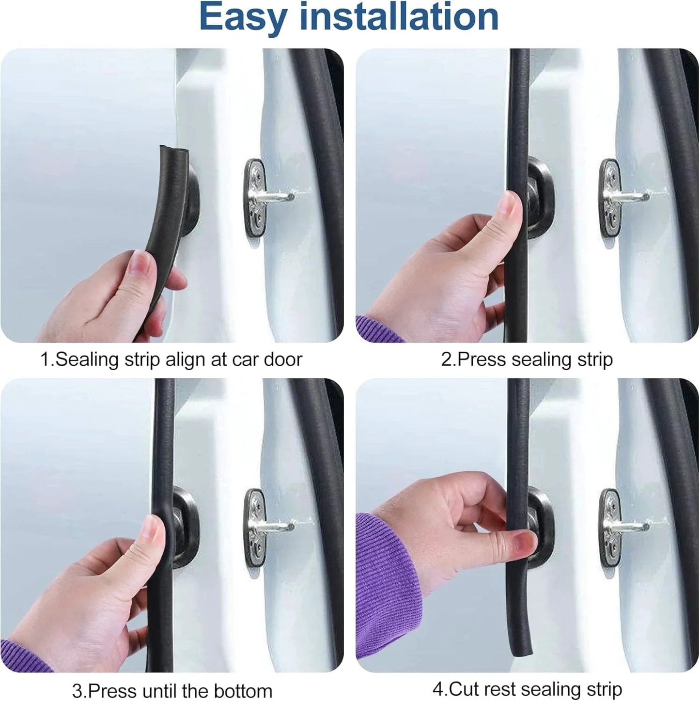 Installation steps for 20 Foot Automotive Door Weather Stripping Kit With Side Bulb Rubber Edge Trim Seal Gasket for car doors