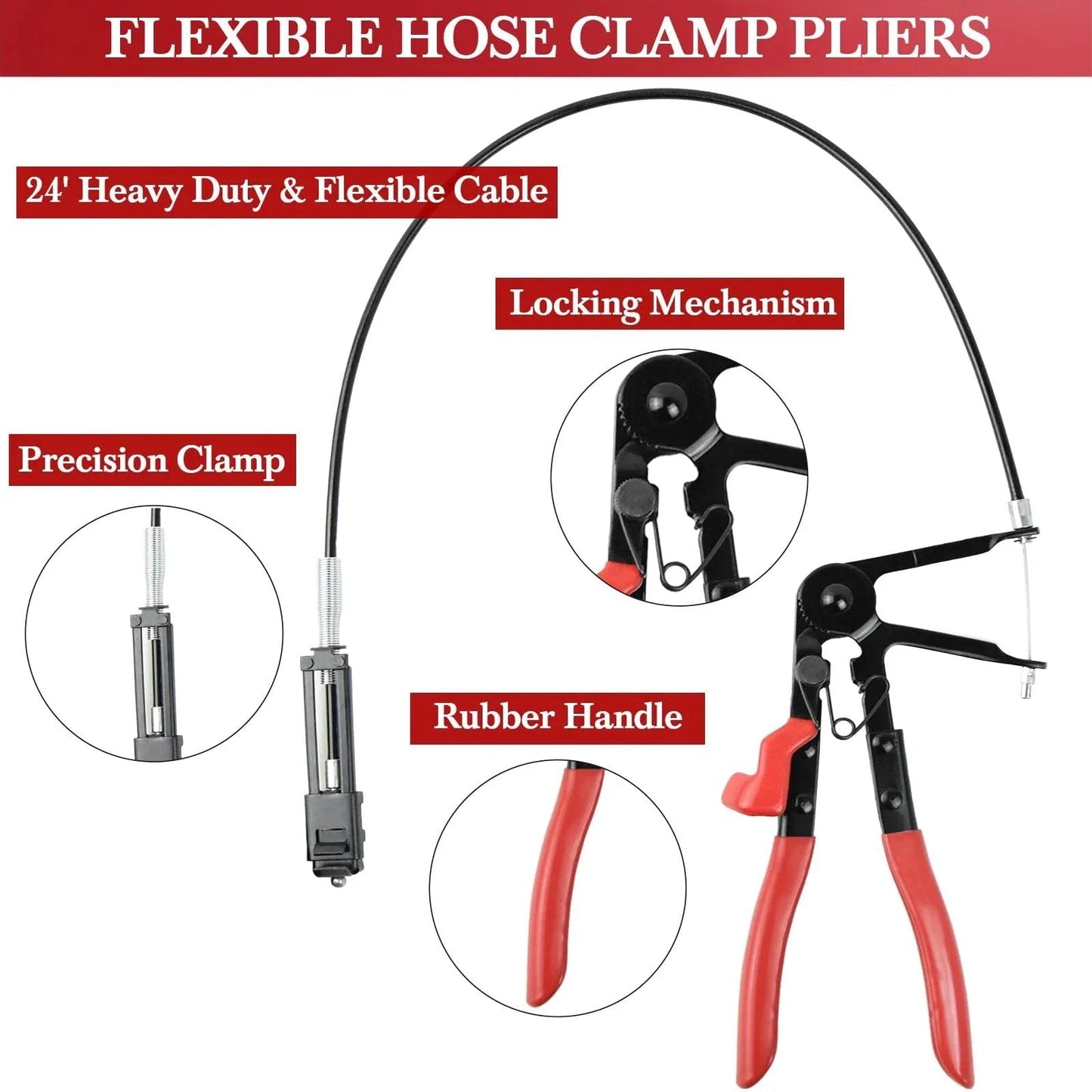 9 Piece Hose Clamp Pliers Set With Flexible Long Reach For Automotive Coolant Radiator Heater And Water Lines Locking Mechanism