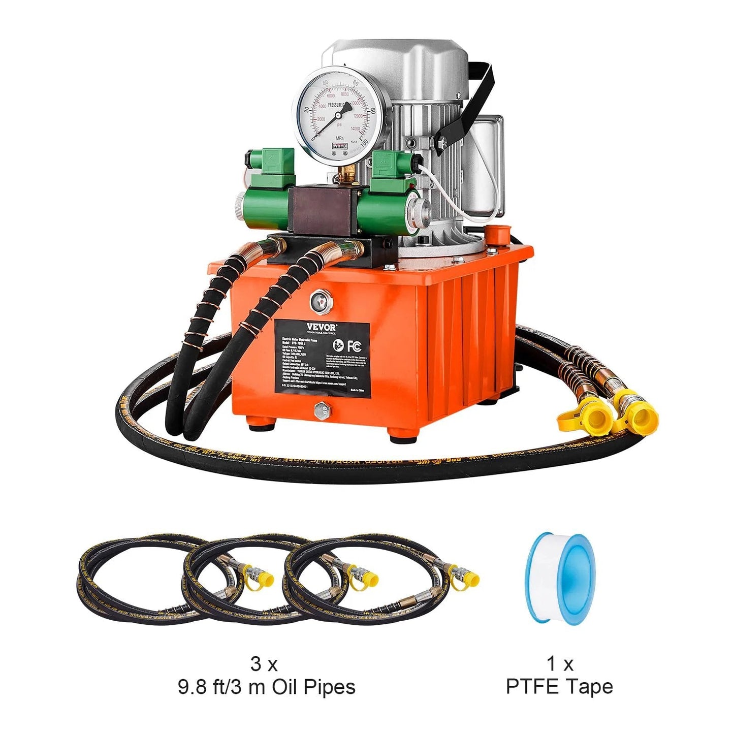 Beefy 10000 PSI Hydraulic Electric Pump With Double Acting 750W Copper Core Motor And 8L Power Pack Cylinder and hoses