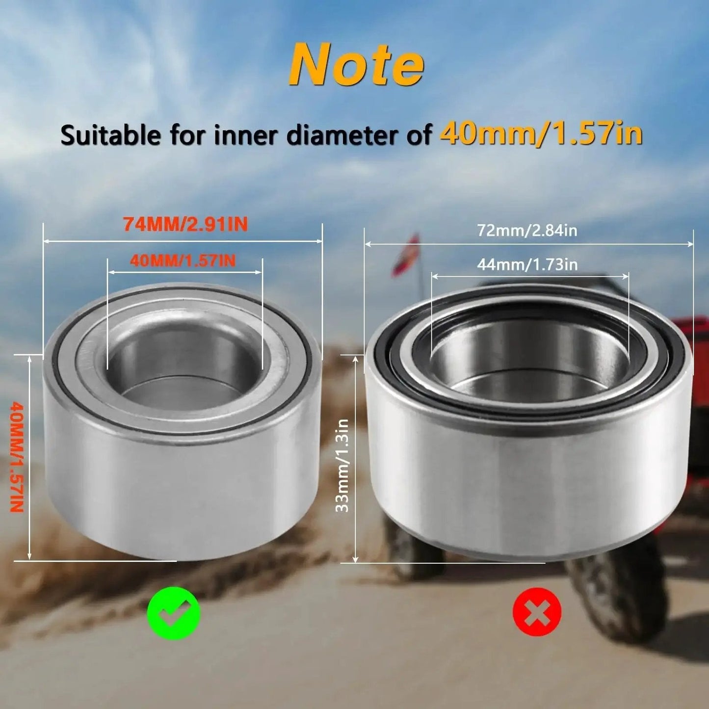 Diagram showing 40mm wheel bearings suitable for Premium High Carbon Steel Durable Wheel Bearing Install And Removal Press Tool Kit