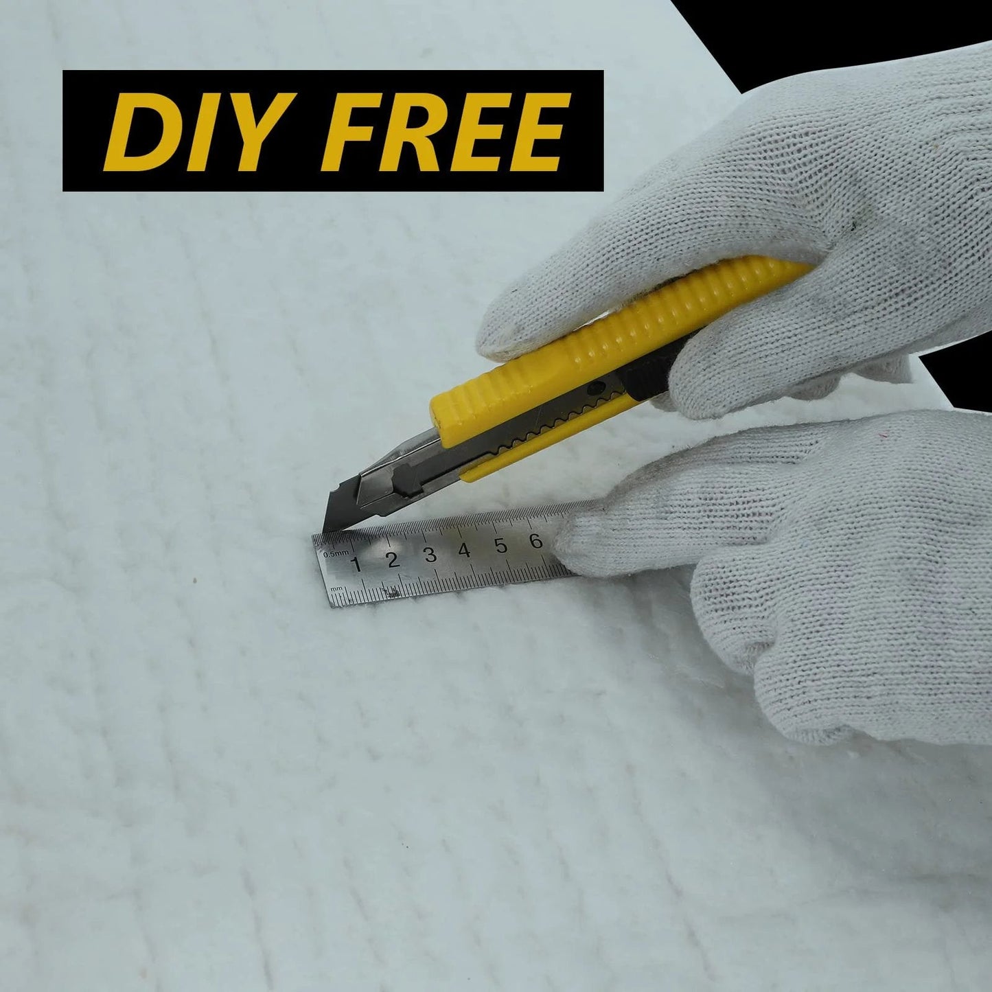 Hands measuring 1 Inch Thick Ceramic Fiber Fireproof Insulation Blanket 16x48 Inches 2400F Rated For Furnace Forge Kiln Stove Fireplace Welding