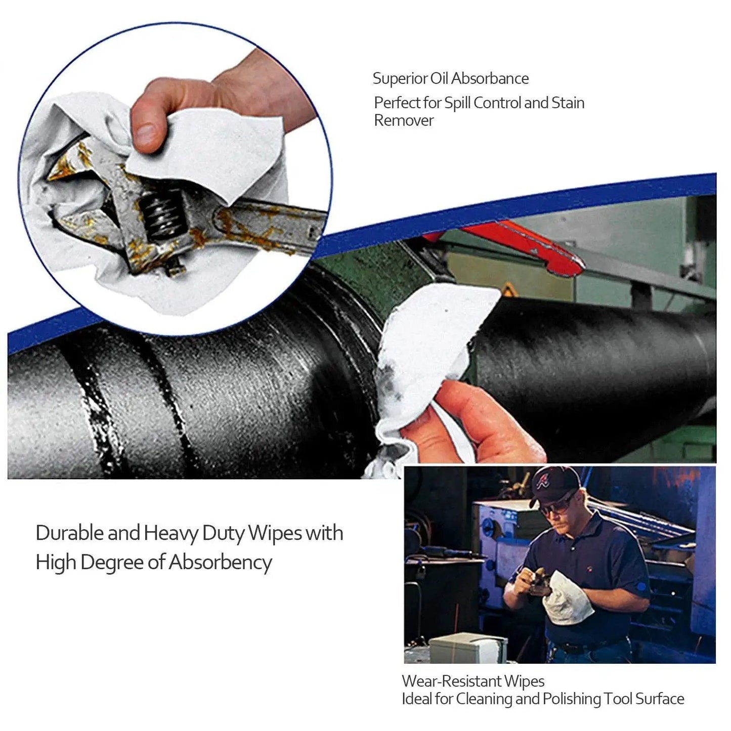 Image showcasing Lint Free Cleanroom Wipes Nonwoven For Auto Paint Prep 9x9 Inch 300 Pcs 56 GSM used for cleaning tools and surfaces.