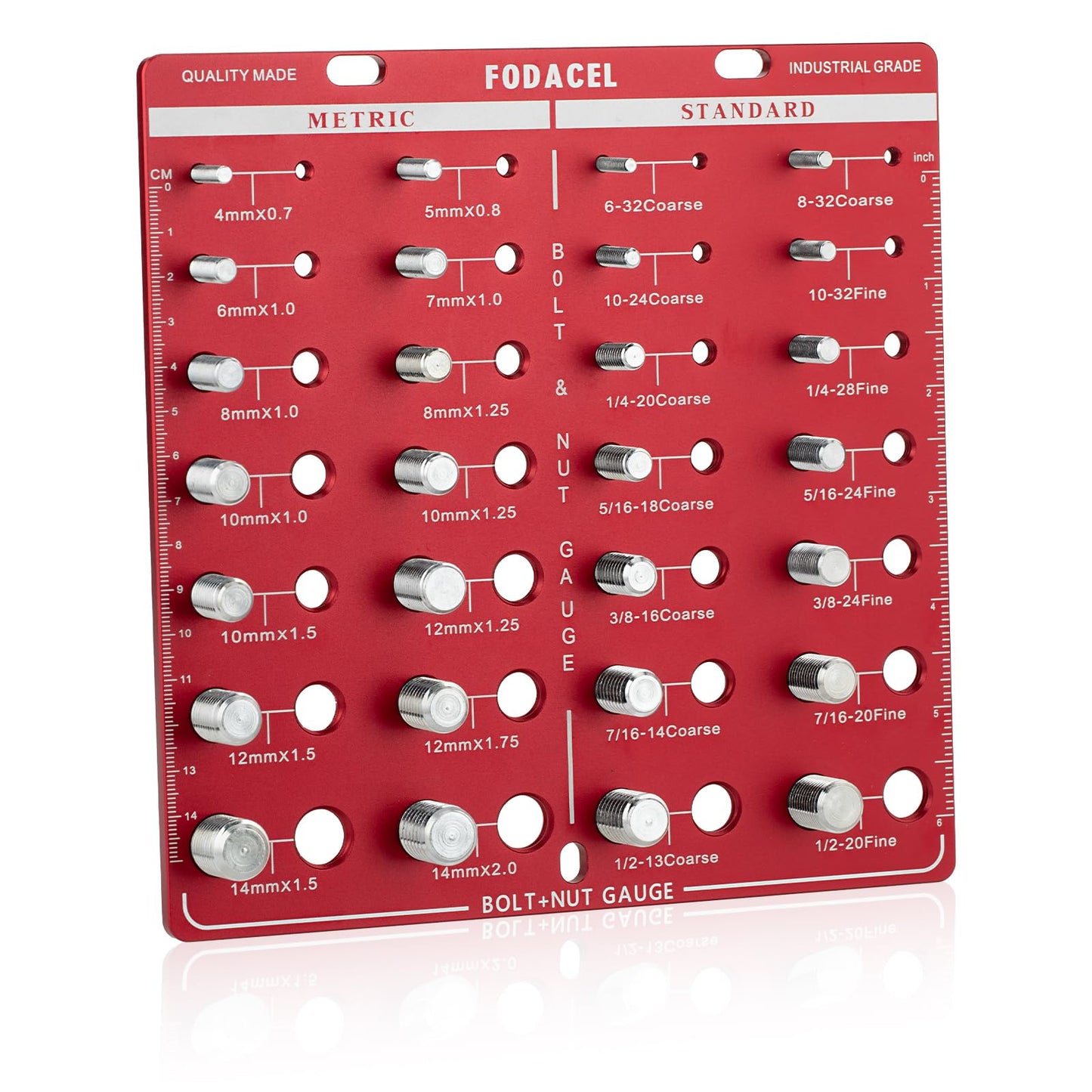 28 Thread Checker Tool For Nuts And Bolts Screw Identifier With 14 Metric And 14 Standard Sizes Rugged Square Design For Mechanics And DIY Projects Red