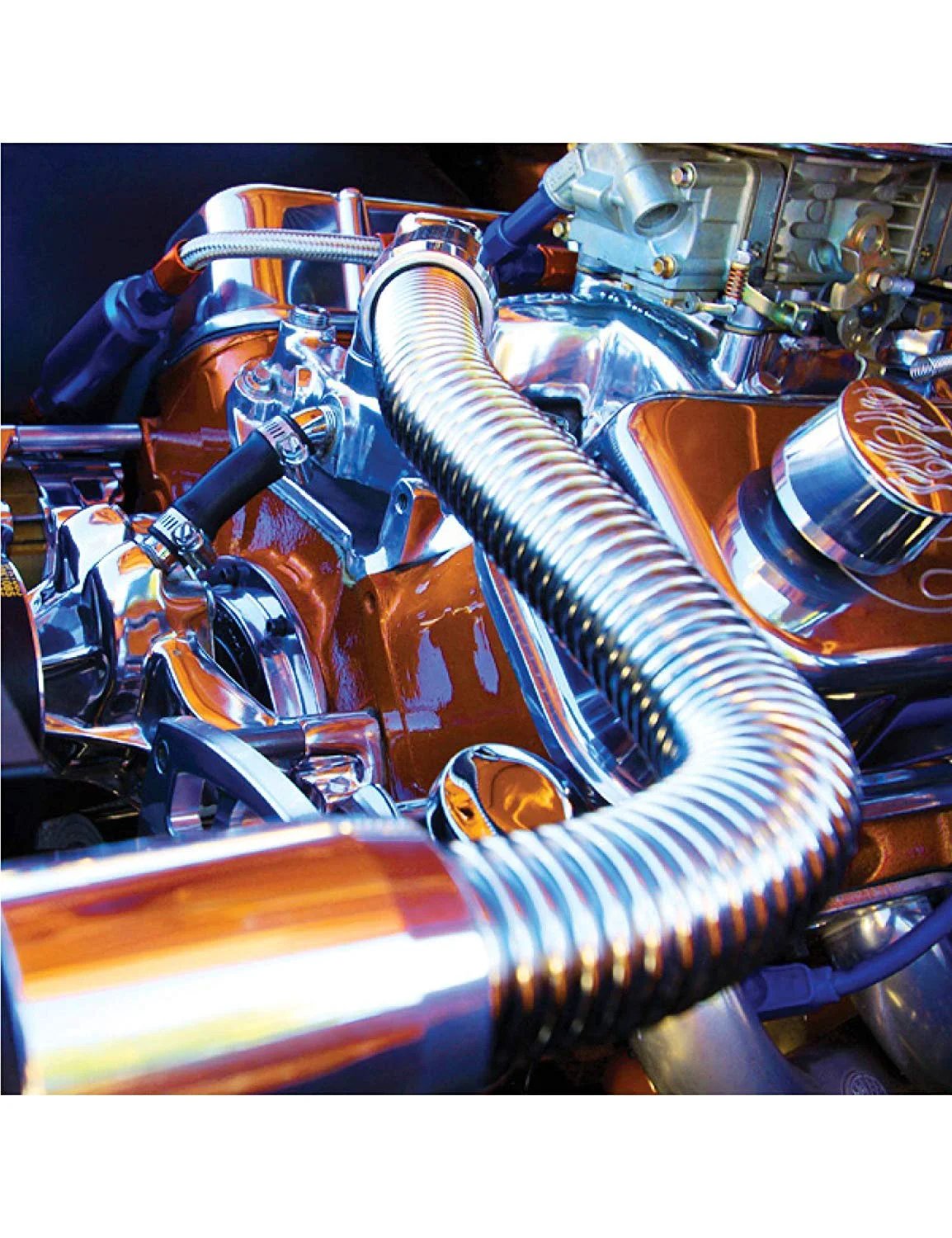 Universal 24 Inch Stainless Steel Radiator Flexible Coolant Hose Kit With Caps For One And A Quarter Inch Neck Fits Most Cars Trucks And SUVs DIY Friendly Durable Flexible Design That Will Not Rot Or Dry Out Like Rubber installed in engine