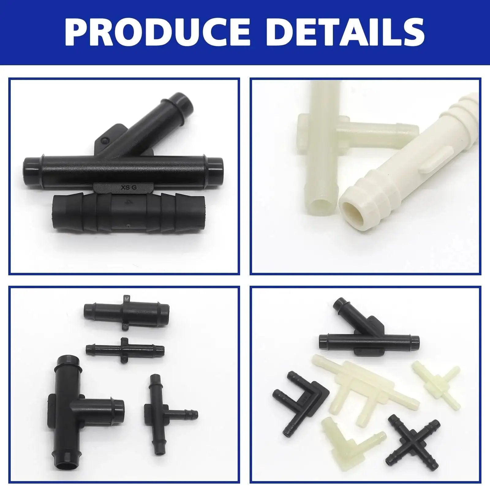 Automotive Vacuum Tubing Connector Kit With 34 Sizes And 165 Pieces, Vacuum Tee Connectors in black and beige colors