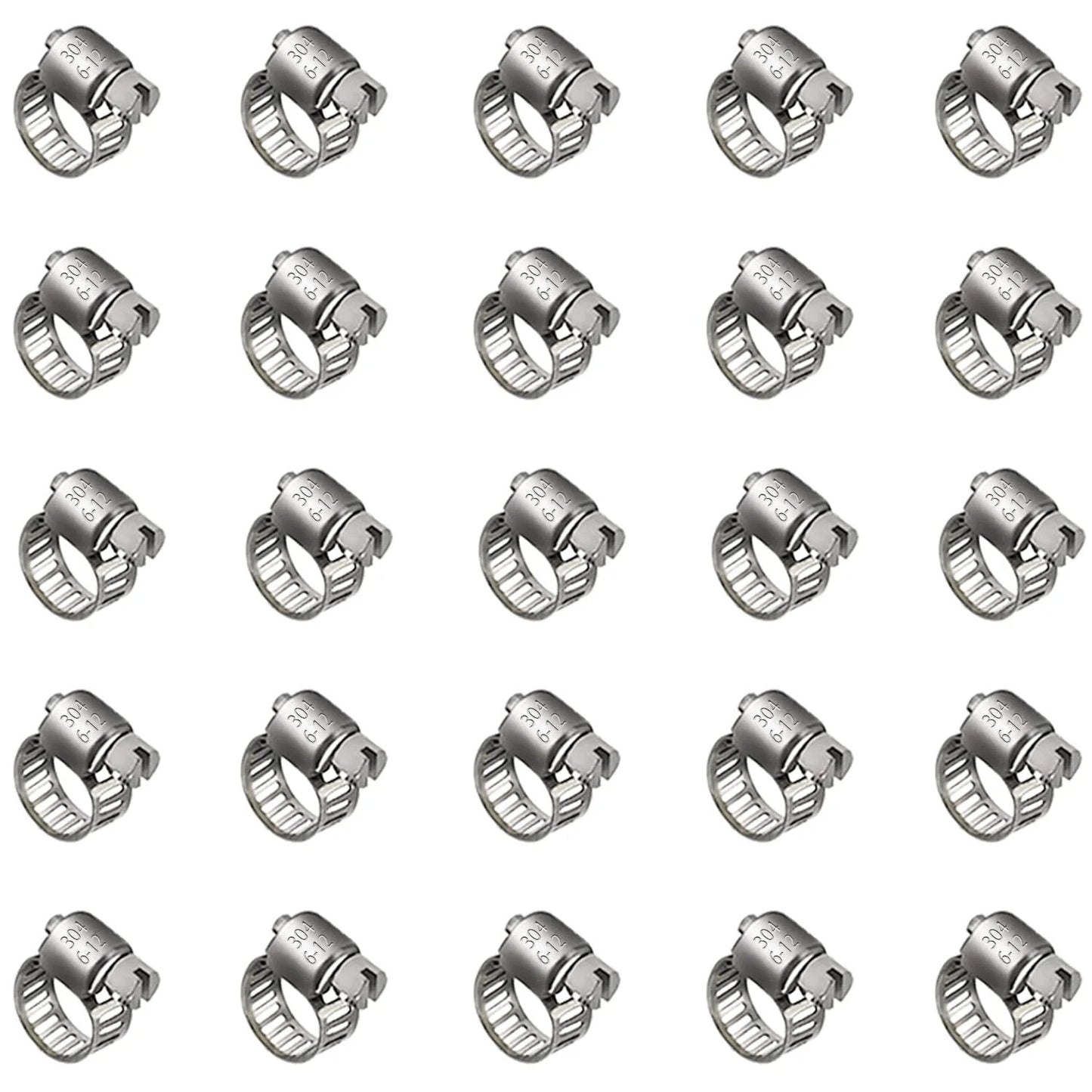 Heavy Duty 25 Pack Stainless Steel Hose Clamps, 1 Quarter to 1 Half Inch Worm Gear Metal Clamps, corrosion-resistant