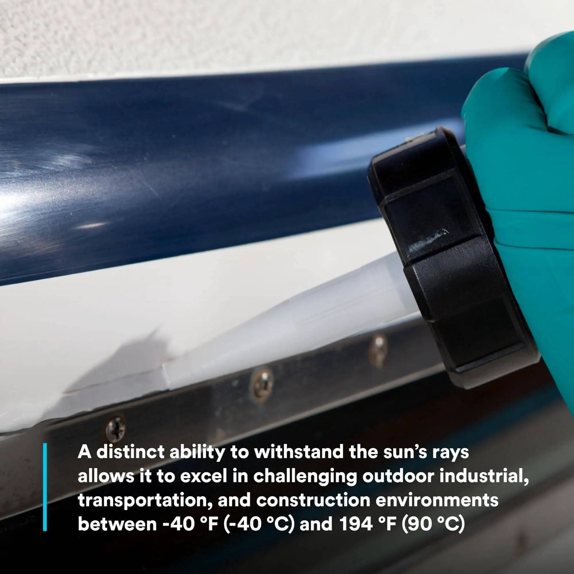 Applying Polyurethane Sealant 540 White 10.5 fl oz Cartridge in construction setting with gloved hand.