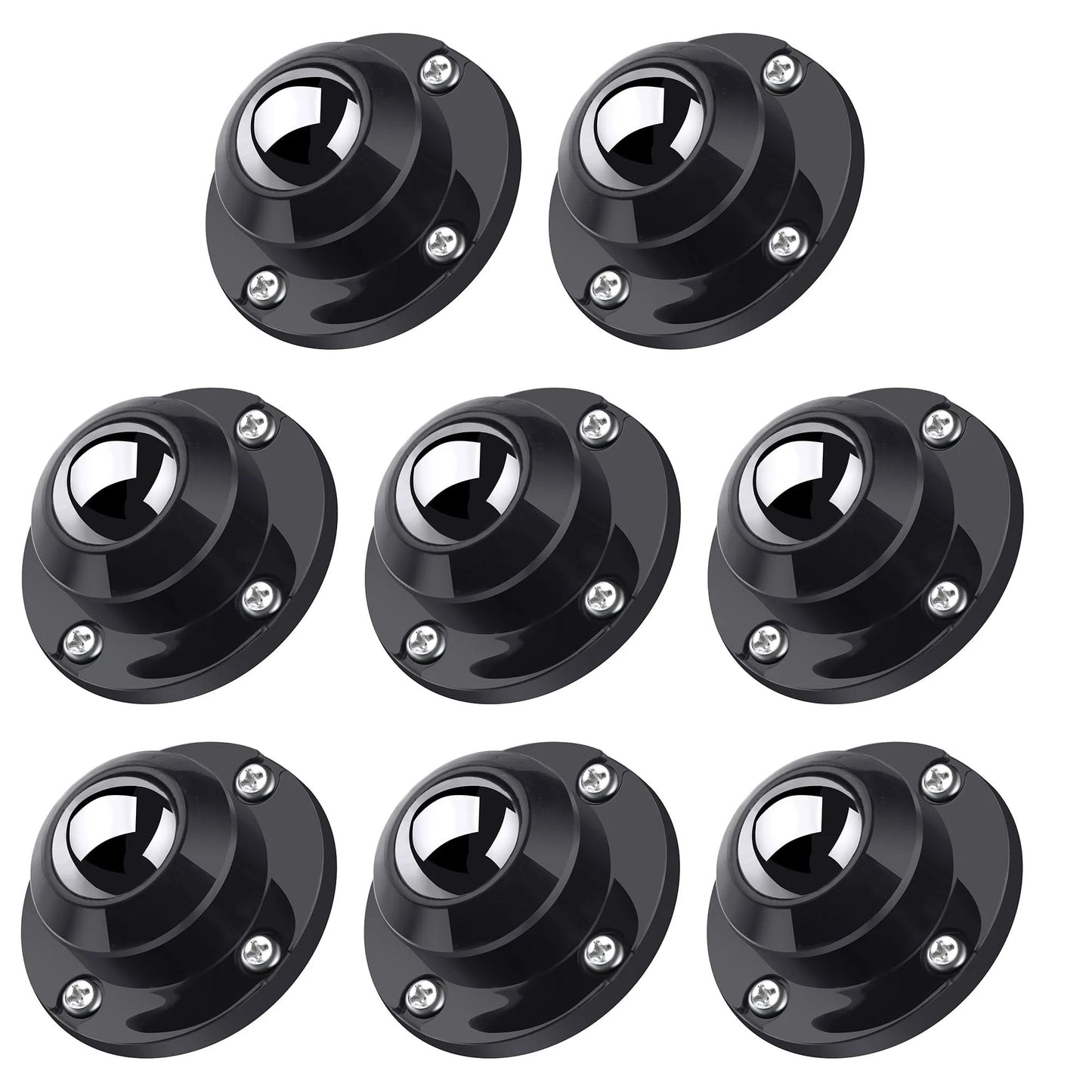 Anti Rust Stainless Steel Self Adhesive Caster Wheels Set 8 Pack for Mop Buckets, Kitchen Appliances, and Furniture shown