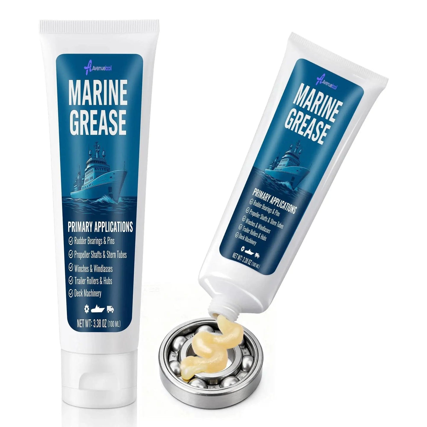 Premium Marine Grade Grease Two Pack For Boat Maintenance, 200 Ml Tubes, Waterproof High Temp Bearing Lubricant For Propeller Shafts and Bearings
