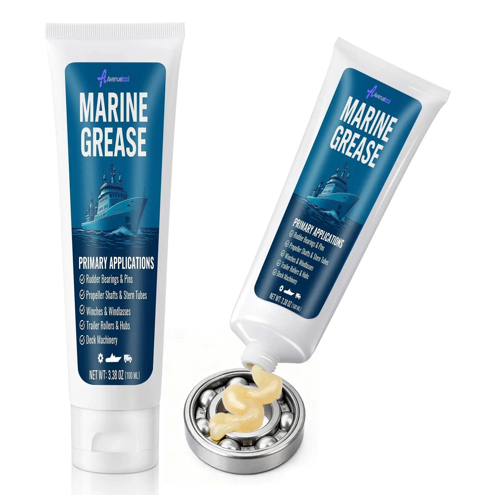 Premium Marine Grade Grease Two Pack For Boat Maintenance, 200 Ml Tubes, Waterproof High Temp Bearing Lubricant For Propeller Shafts and Bearings
