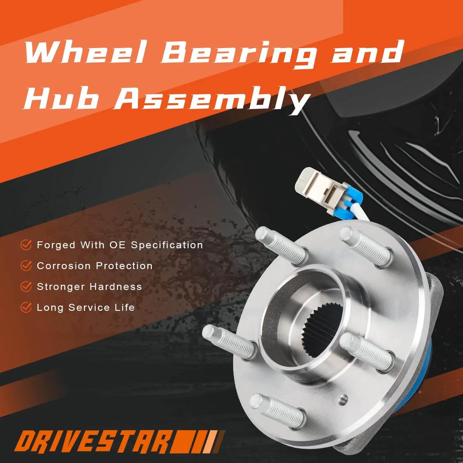 Pair Heavy Duty Front Wheel Hub & Bearing Assembly 513121, 5-Lug w/ABS, showcasing hub design and durability features