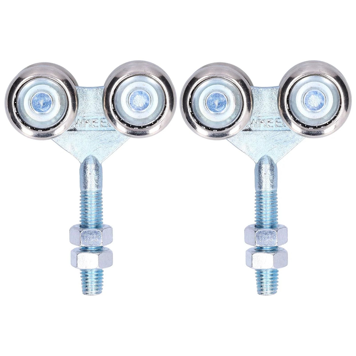 2 Pcs Door Roller Set With Double Wheel Pulley For Glass Barn Doors And Sliding Track Doors, 35mm Diameter, Adjustable Horizontal And Vertical Mount, Hanging Door Trolley For Heavy Doors