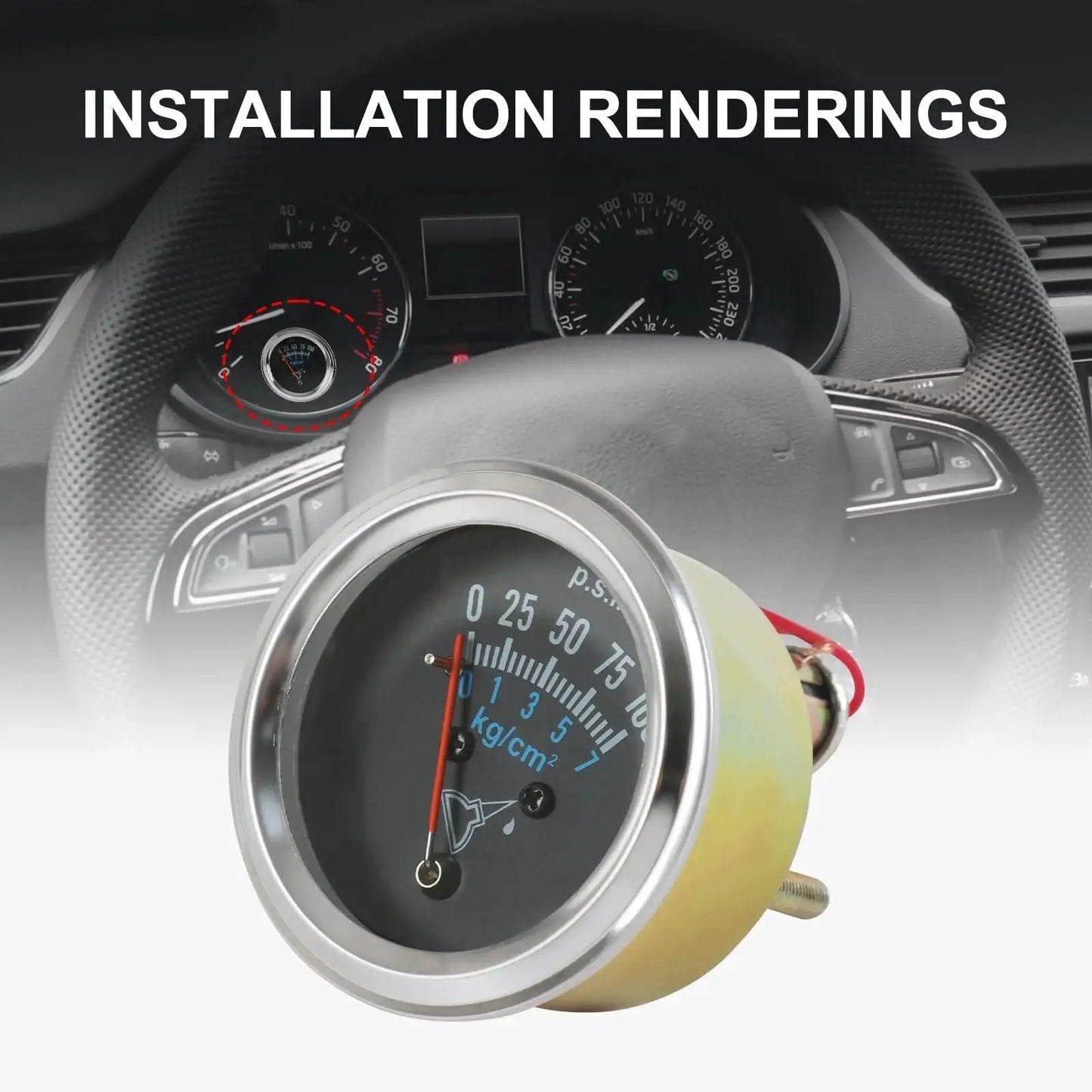 Oil Pressure Gauge Kit 0-100 PSI For All 12V Cars Universal Fit 2 Inch Dial with Night Light Installation Display