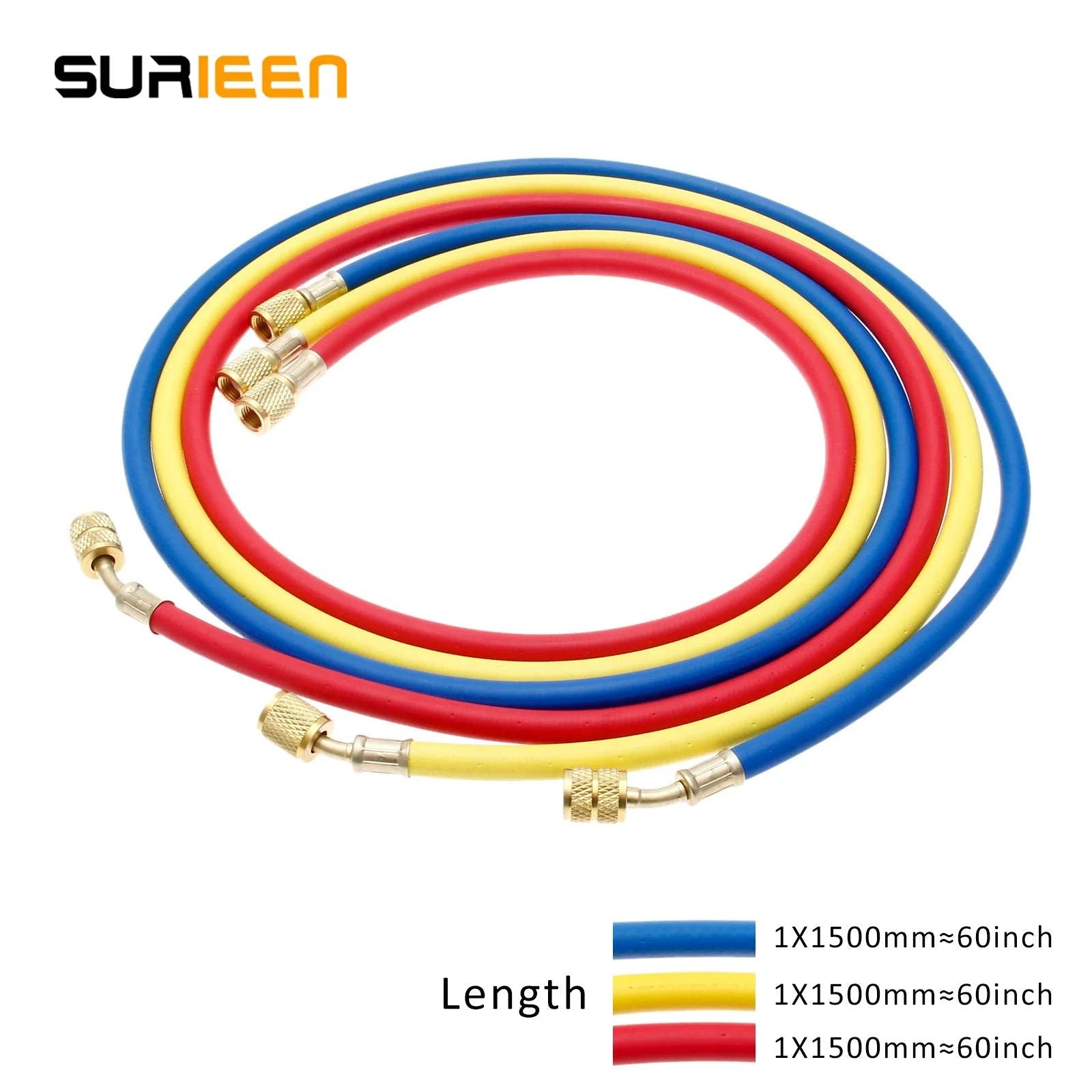 R410A Refrigerant Charging Hoses Set Surieen 60 Inch 1 Quarter SAE To 5 Sixteenth SAE Fits R410 And R32 Air Conditioning