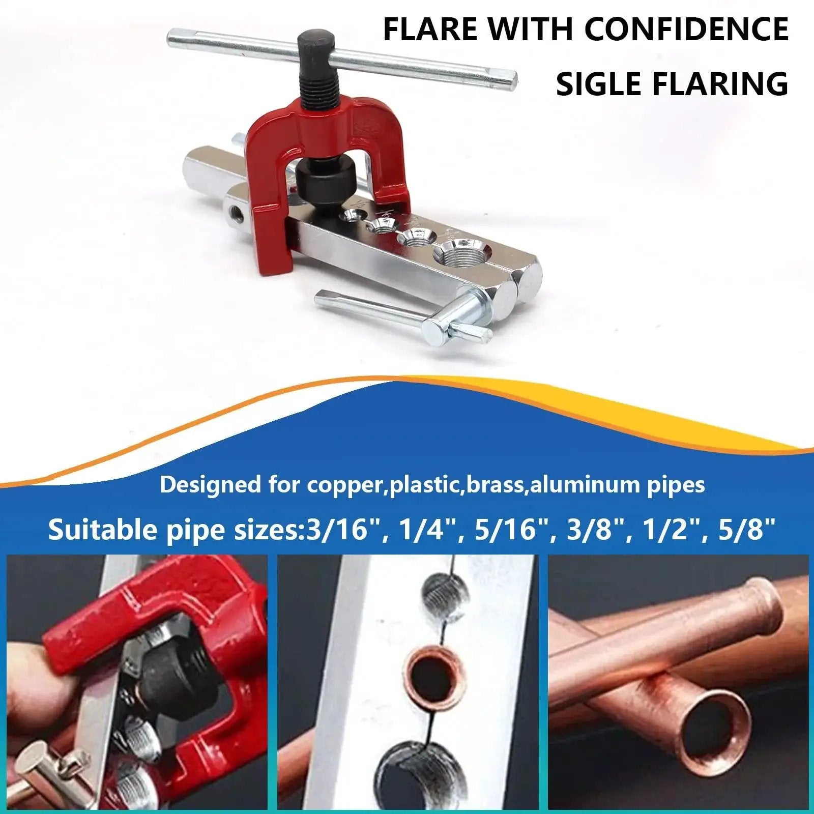 Close-up of brake line flare tool for 3/16 Inch Brake Line Kit 25 Ft Zinc Plated Fittings, Bender, Flare Tool Cutter