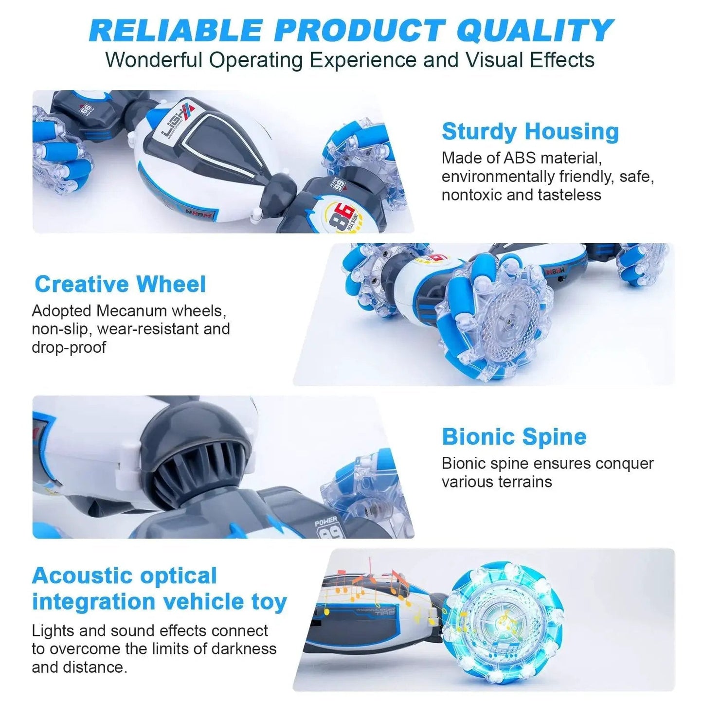 Gesture Sensing RC Stunt Car For Kids And Teens, 360 Degree Spin, Off Road Drifting, features and components overview