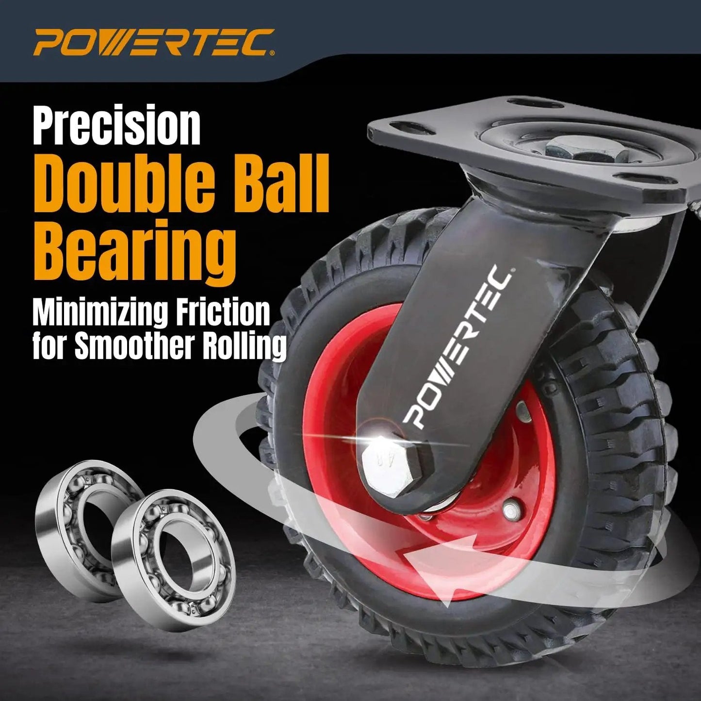 8 Inch Caster Wheels Heavy Duty Swivel Plate Casters With Rubber Knobby Tread for Workbenches Dolly Carts Trolleys Wagons Toolboxes