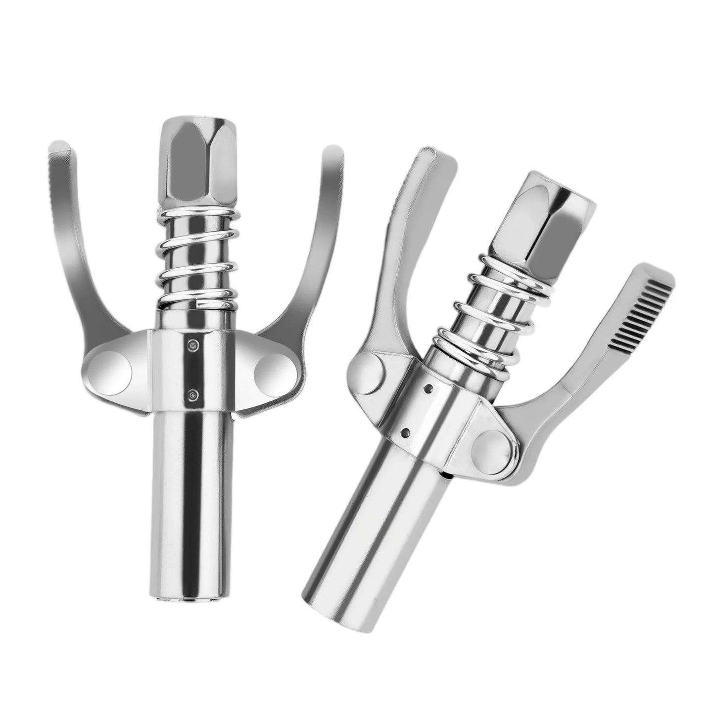 Two Piece Leak Proof Grease Gun Coupler Set For Manual And Electric Guns, 12000 PSI High Pressure, Quick Connect Lock On Design