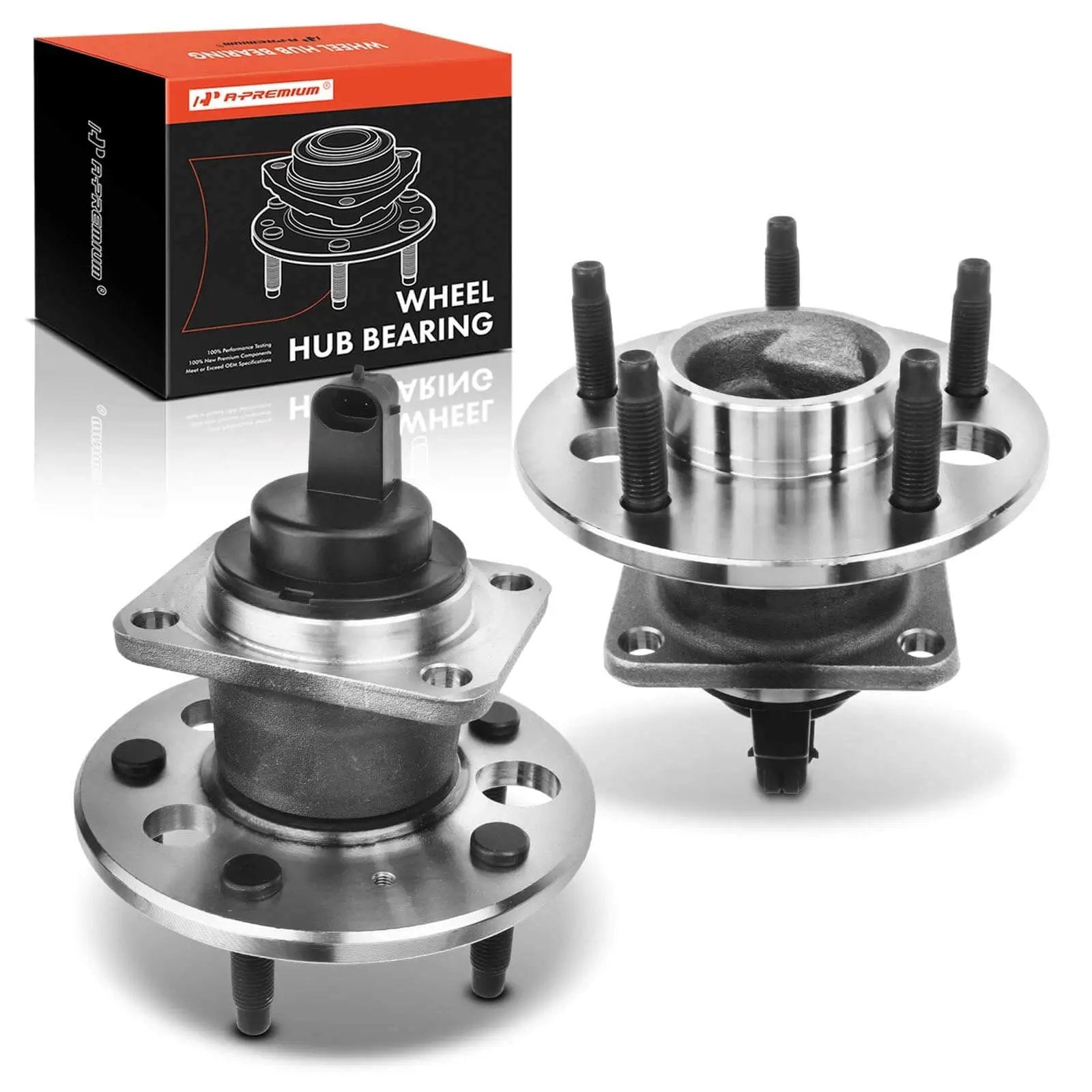 Wheel Hub Bearing Assembly 2-Pack with ABS Sensor for Chevrolet, Cadillac, Buick, Olds, Pontiac, 5-Lug Rear