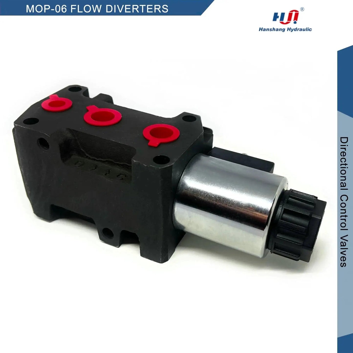Hydraulic Solenoid Flow Diverter Valve With Stackable Circuit Selector Go To 6 Port 2 Position 50 LPM 25 MPa G 3 8 12V DC Direct Replacement For DV90 08 DV90 08S showing compact design and ports