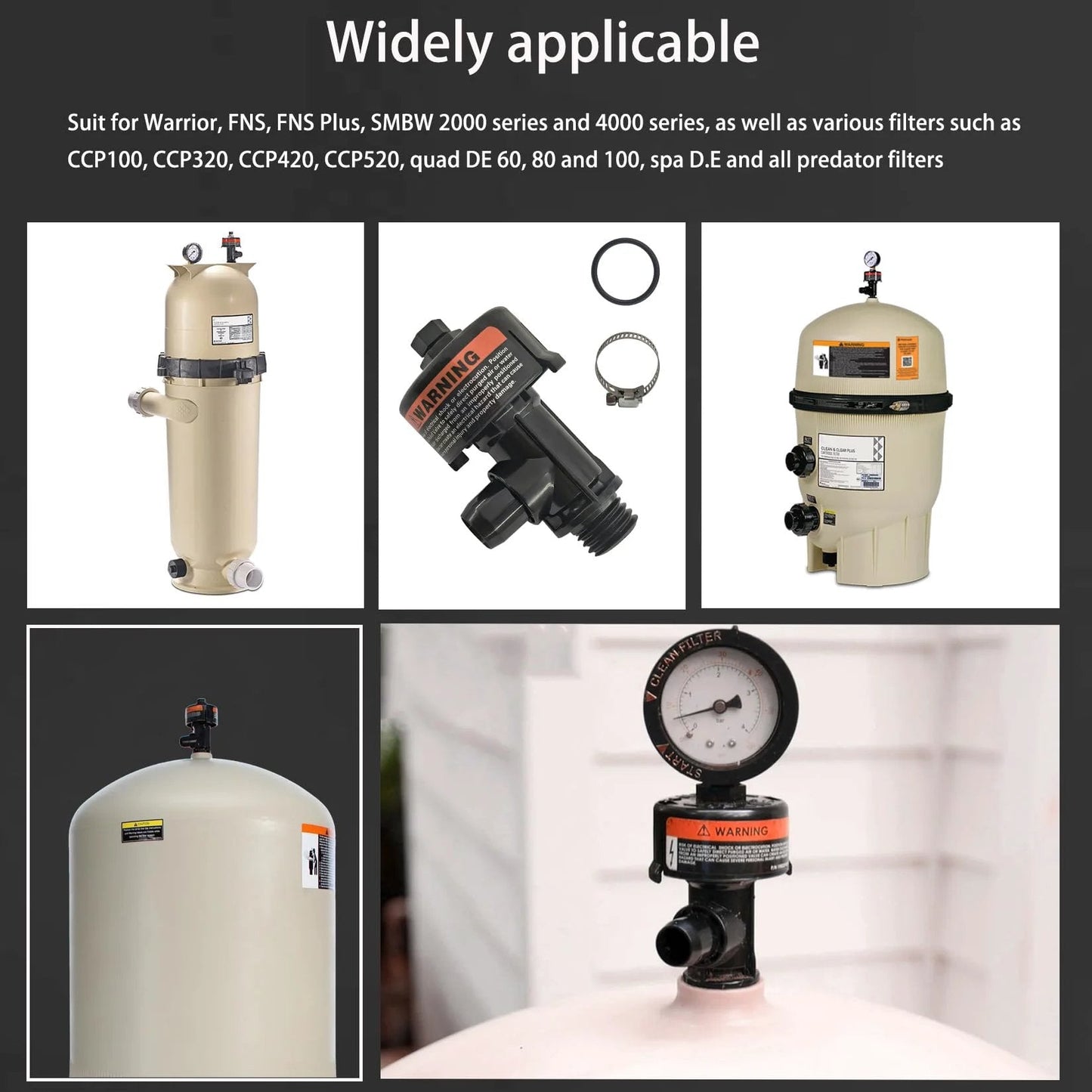 High Flow Manual Air Relief Valve With Pressure Gauge For Swimming Pool And Spa Filters Compatible With Warrior FNS FNS Plus
