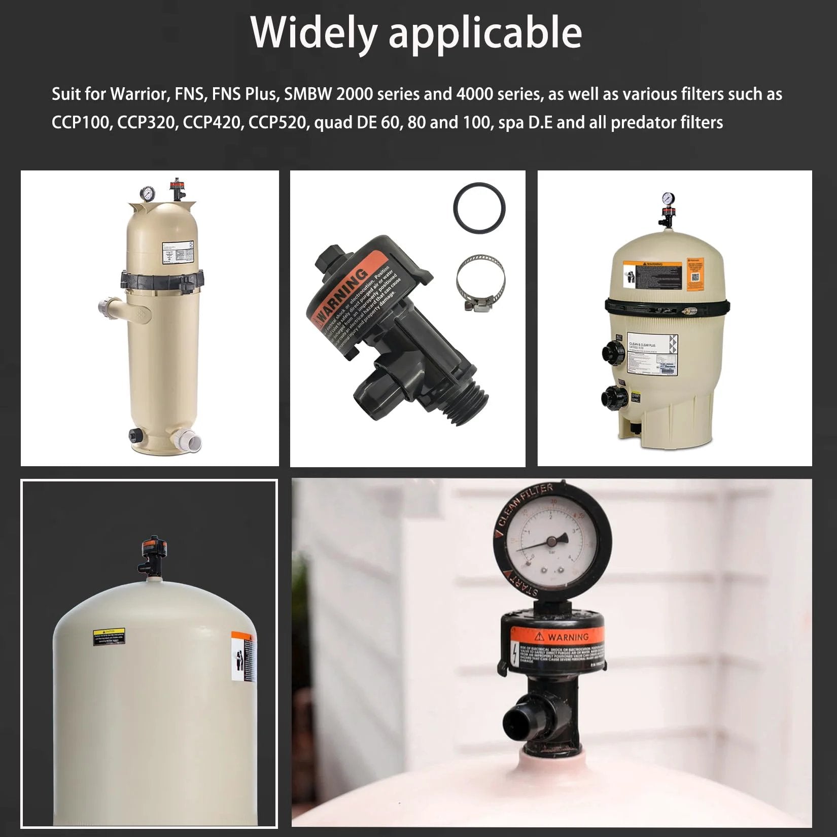 High Flow Manual Air Relief Valve With Pressure Gauge For Swimming Pool And Spa Filters Compatible With Warrior FNS FNS Plus