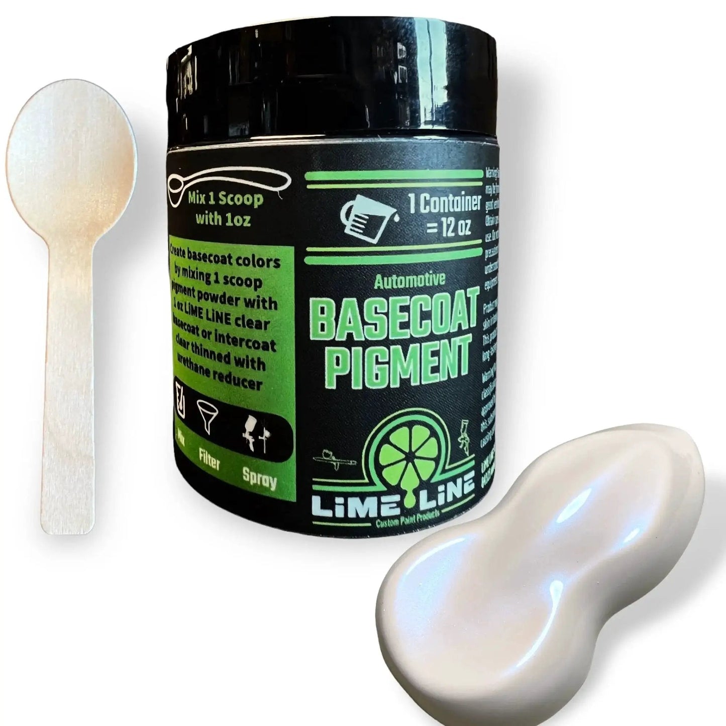 Automotive Basecoat Pigment Powder Ghost Blue Pearl Includes Mixing Spoon with container and plastic scoop