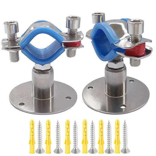 2 Pack Wall and Ceiling Pipe Mount Clamps 304 Stainless Steel Rubber Cushioned and Rust Resistant Waterproof