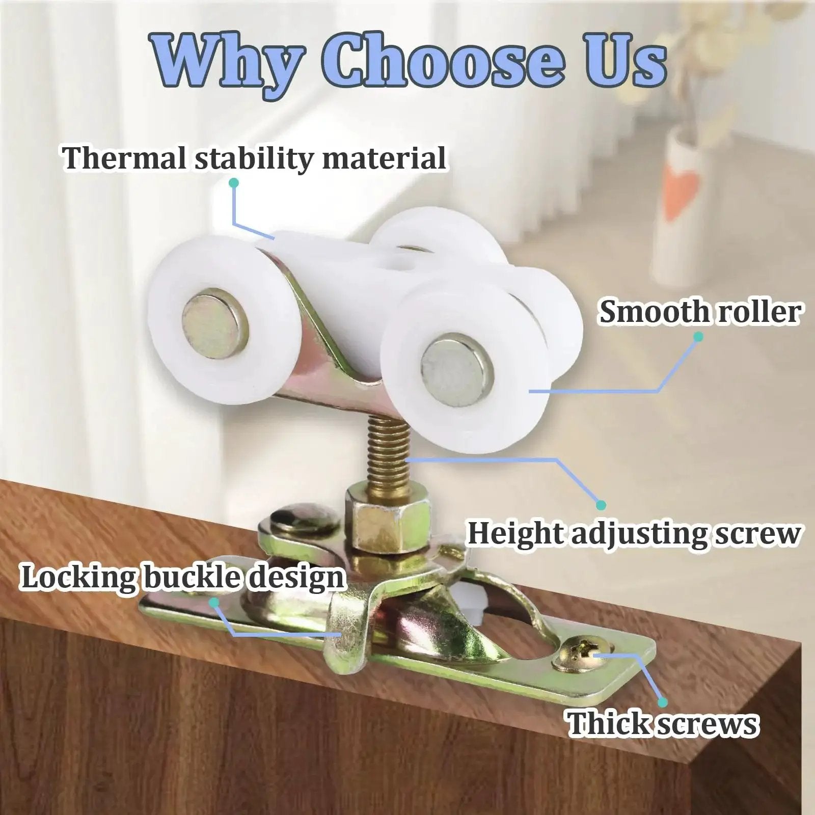 4Pcs Sliding Pocket Door Rollers Assembly For Hardware Kit Replacement With Top Hanger Ideal For Bypass And Closet Doors