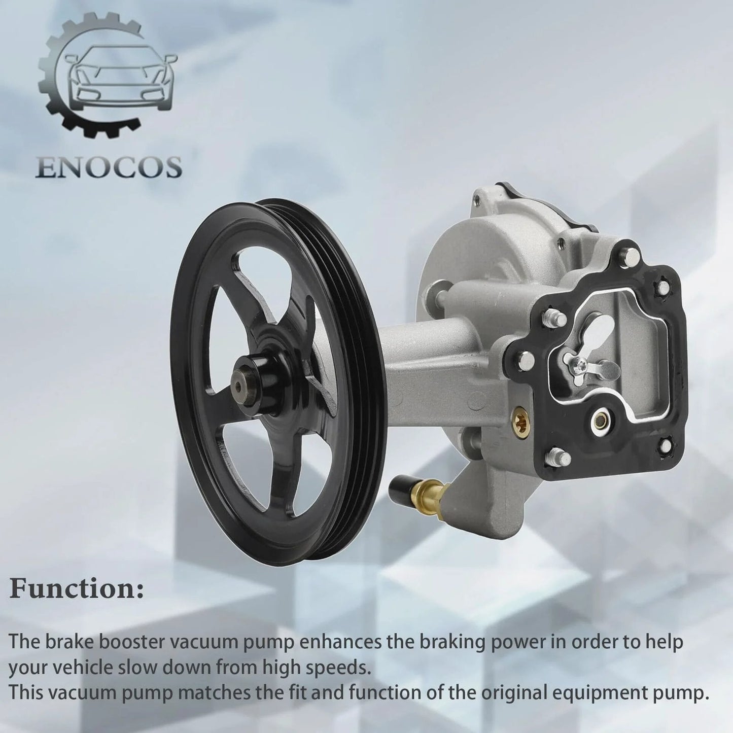 Vacuum Pump Replacement For 2015 2020 Cadillac Escalade Escalade ESV 2015 2020 Yukon Yukon XL Suburban Tahoe 2014 2018 Silverado 1500 2019 Silverado 1500 LD 2014 2018 GMC Sierra 1500 2019 Sierra 1500 Limited Part Number 12696313, showcasing front and side view