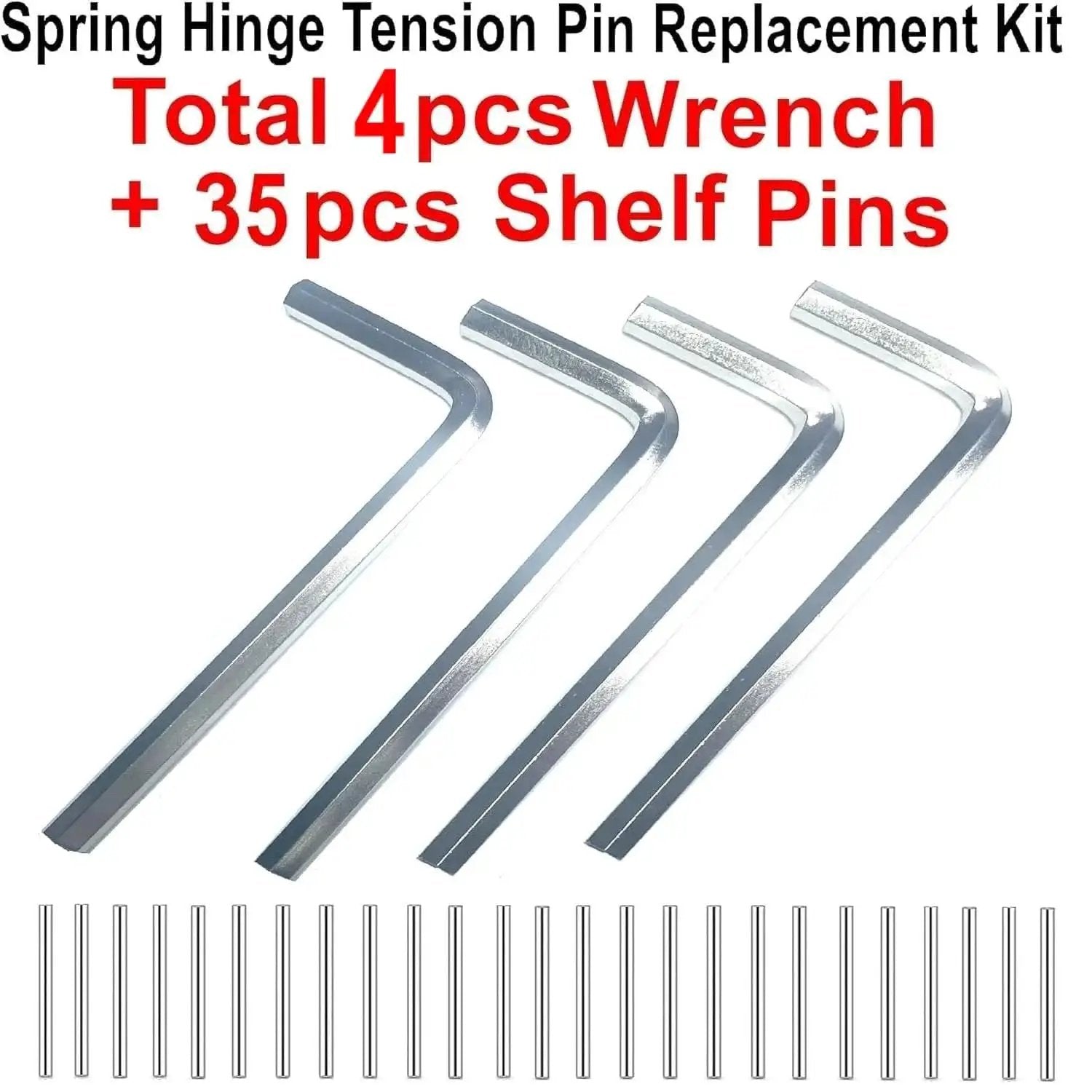Spring Hinge Tension Pin Replacement Kit With 42 Stainless Steel Shelf Pins And 4 Hex Wrenches for DIY repairs