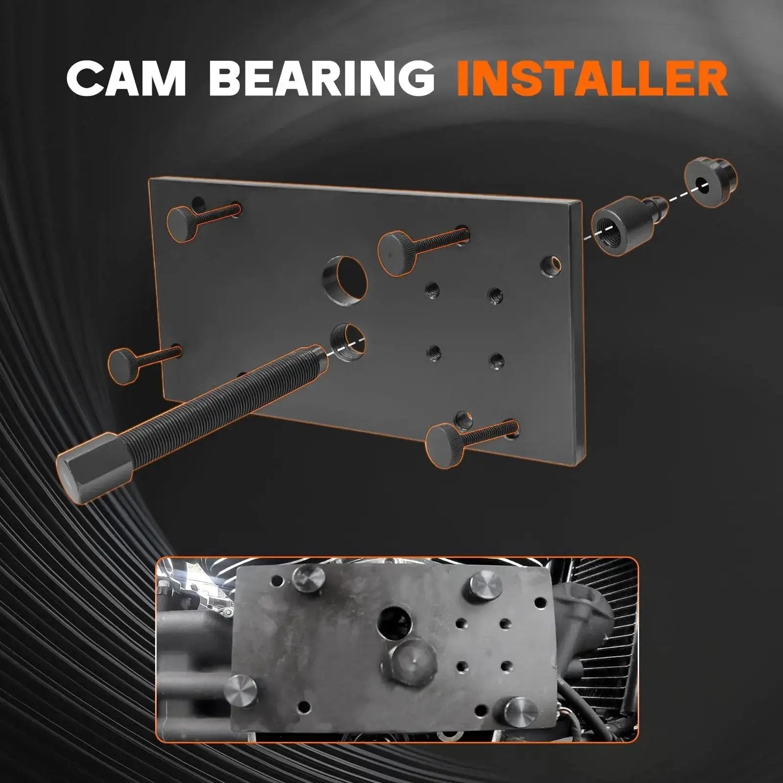 Cam Bearing Removal And Installation Tool For Milwaukee Eight M8 Engines 2017 2025 shown with screws and cam plate