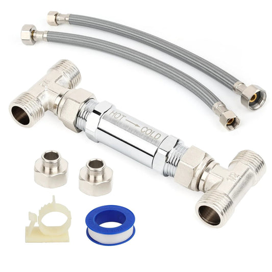 Smart Thermal Check Valve Kit For Hot Cold Water Recirculation Systems By Frutlait with hoses and fittings, 304 stainless steel