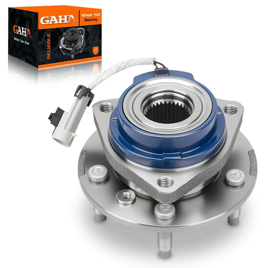 Front Left/Right Wheel Hub & Bearing Assembly 513121, 5-Lug w/ABS compatible for GM vehicles, shown with box packaging