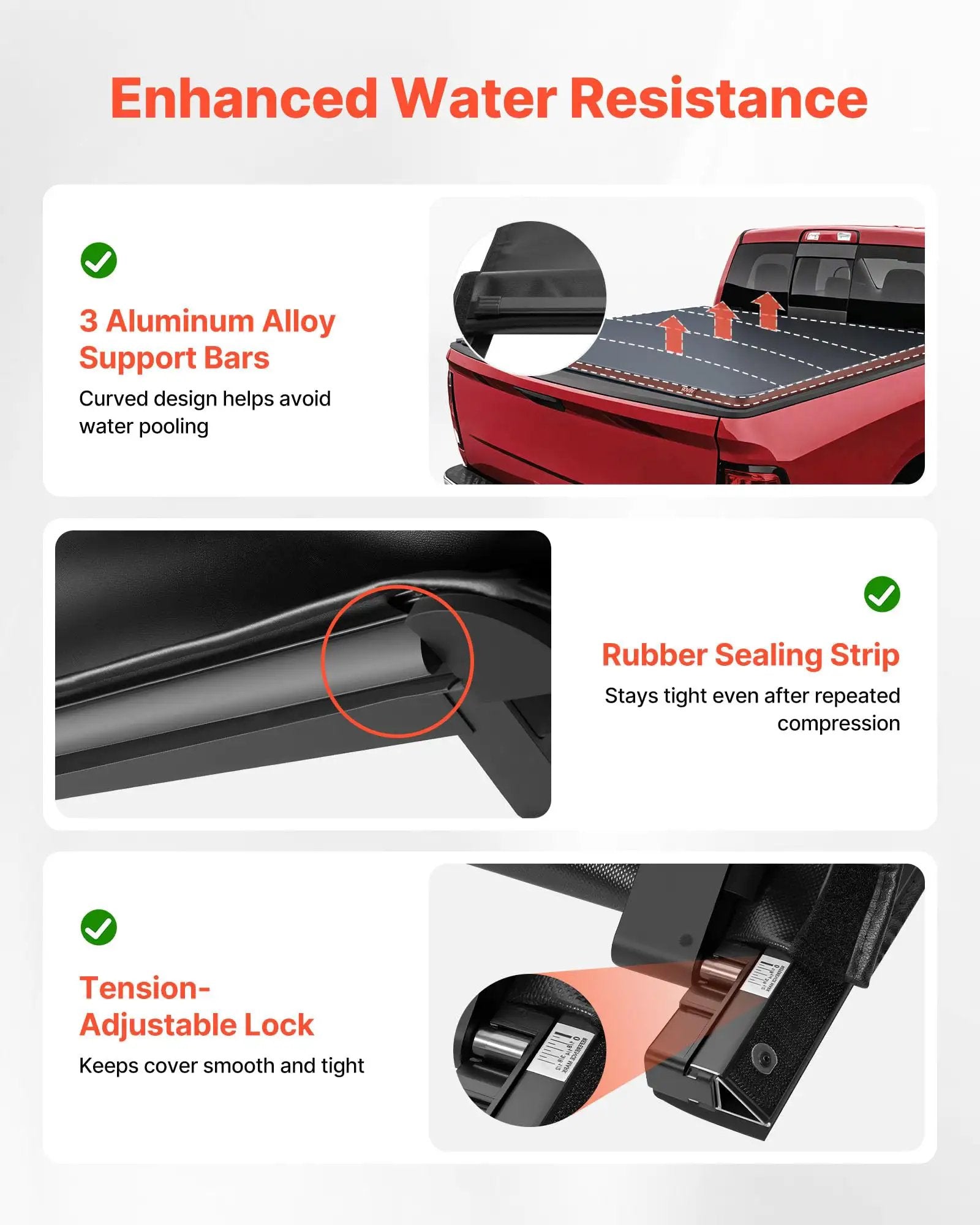 Close-up of Soft Roll Up Truck Bed Tonneau Cover for 6 Ft 4 In Beds Built To Last Fits 2019 2024 Ram 1500 Classic, with aluminum bars.