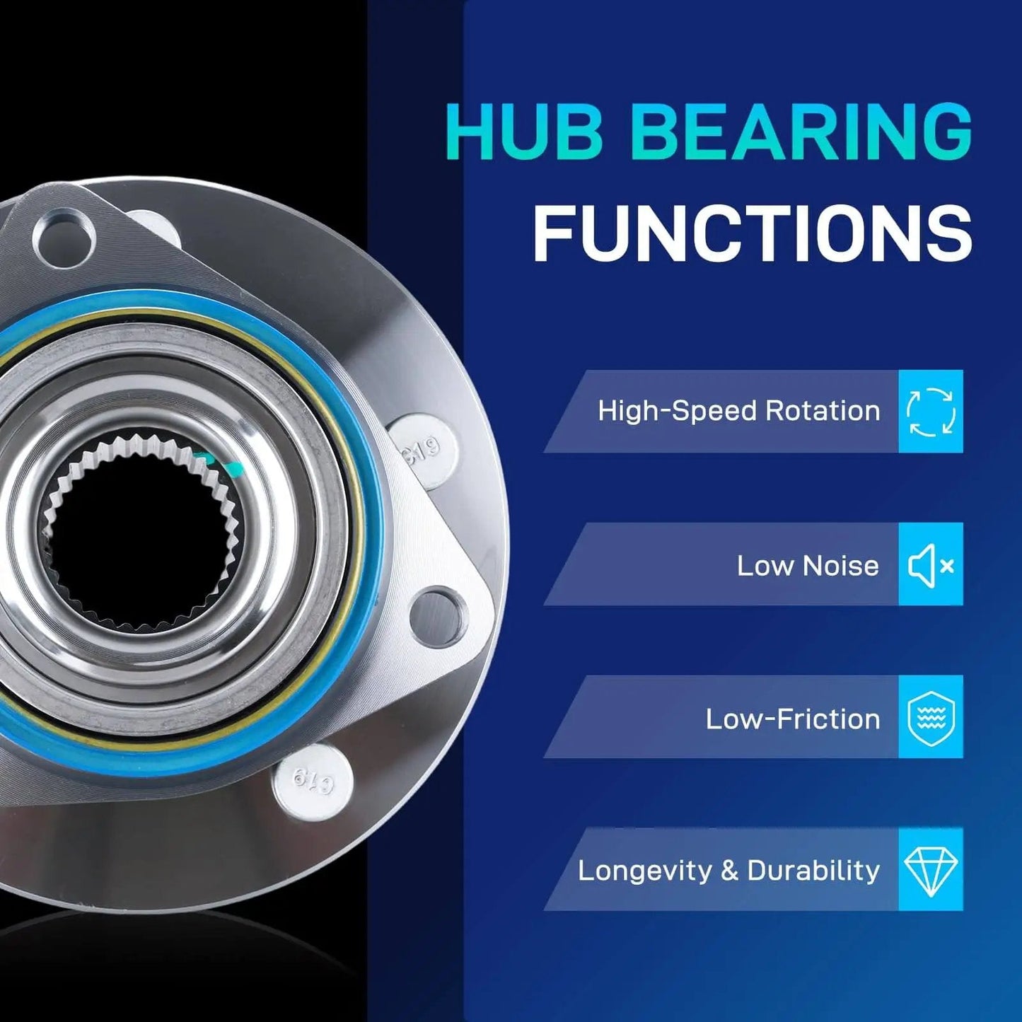 Front wheel hub bearing assembly 2-pack for Chevy Impala 2000-2011 with features: high-speed, low noise, low-friction, durable