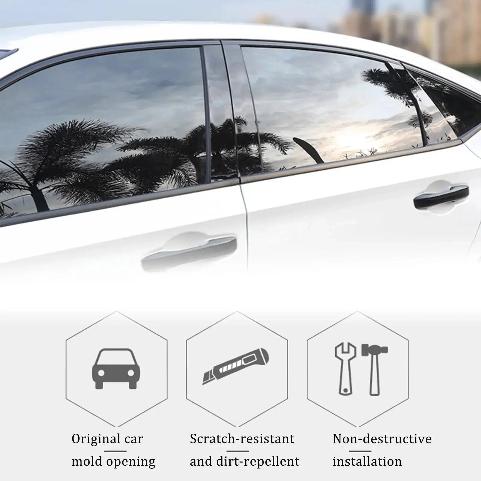 Jeep Cherokee B Pillar Trim Molding 6 Pieces Compatible 2014-2022 PC Durable installed on side of white car