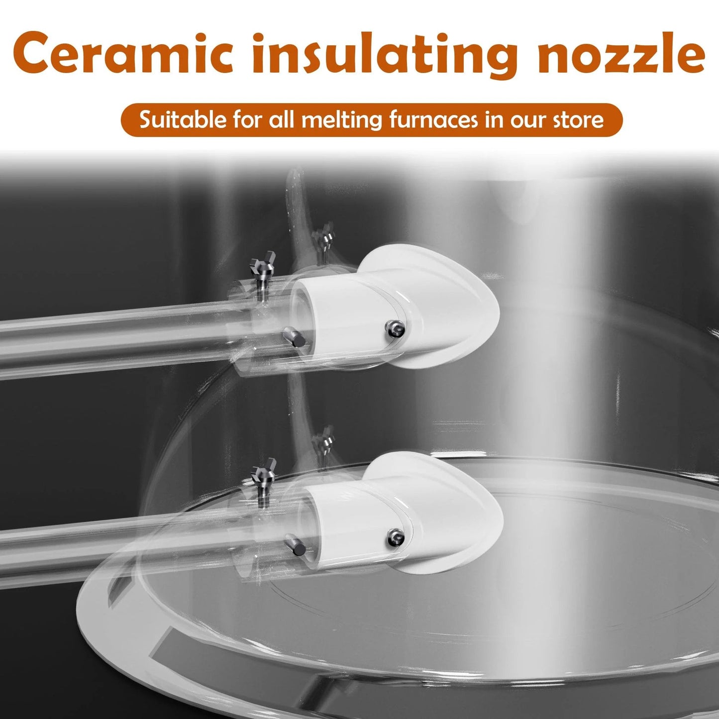 Heavy Duty Ceramic Insulating Nozzle For Furnace Replacement Pipe in use, shown installed in melting furnace system setup.