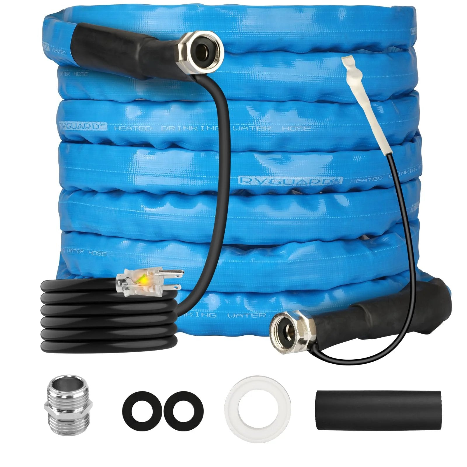 Heated Water Hose For RV 25 Ft Freeze Protection To Minus 20F With Energy Saving Thermostat Lead And BPA Free UL Heating Cable