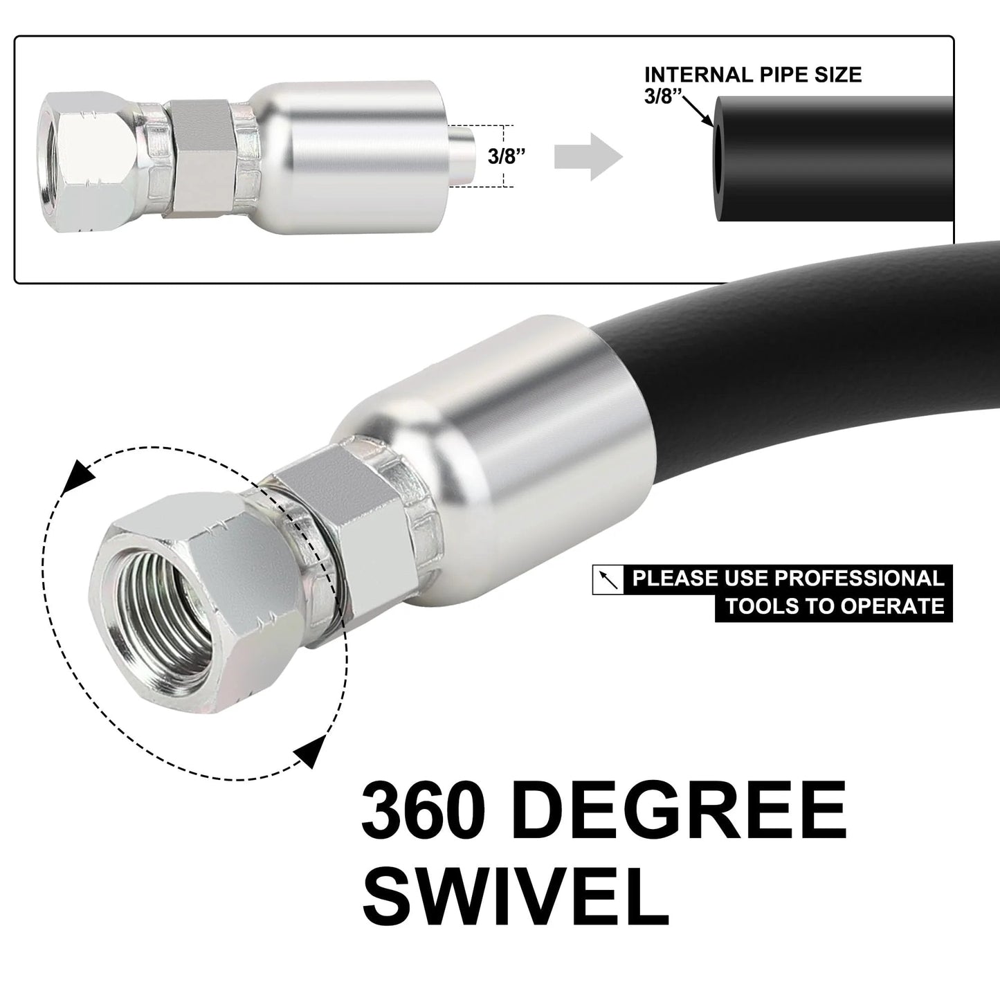 Three Eighths Hydraulic Hose Fittings Set With Three Eighths Inch Female JIC 37 Degree Swivel Crimp Fittings Ten Piece