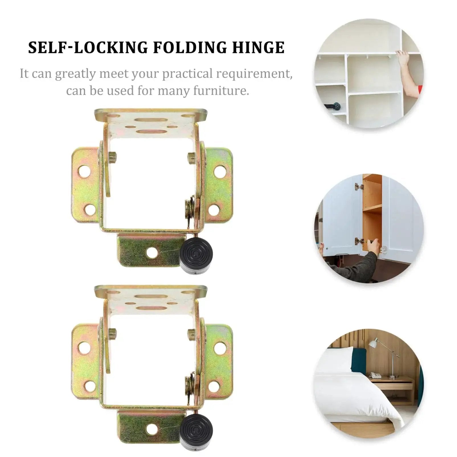 2 Pack Folding Table Leg Hinges for Beds and Furniture Support, Built Tough Iron Brackets With Self Lock Hinges, Space Saving Design