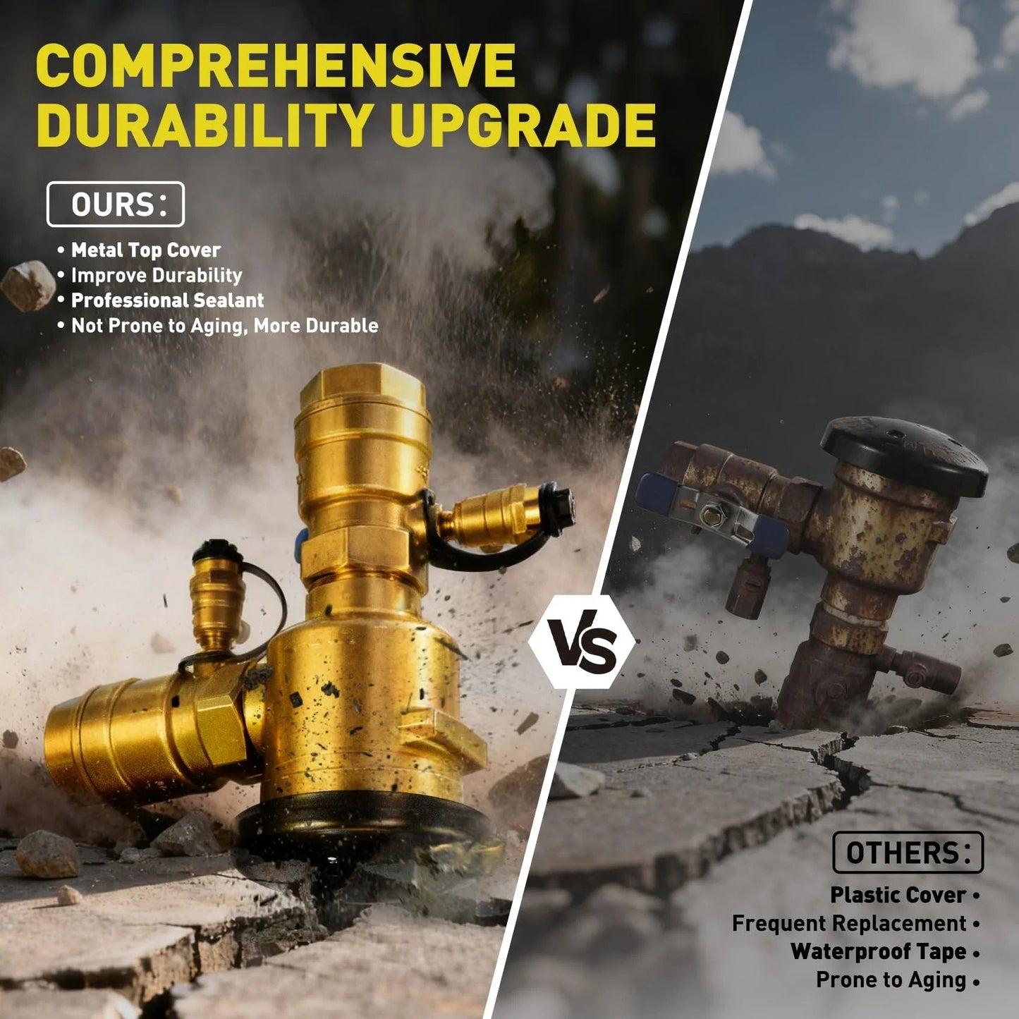 Upgraded 1 Inch 720A Pressure Vacuum Breaker Assembly With Metal Top Cover Thickened Brass Backflow Preventer Valve For Irrigation System Back Siphon Valves Sealant Instead Of Teflon Tape Max 400 PSI next to older model comparison