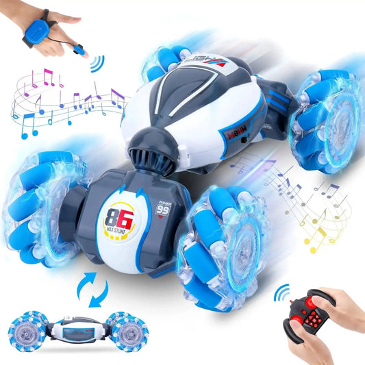 Gesture Sensing RC Stunt Car for Kids and Teens, 360 Degree Spin, Off Road Drifting, 4WD Remote Car with Lit Lights and Music