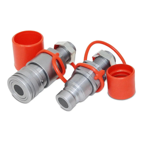 Flat Face Hydraulic Quick Connect Coupler for Skid Steer Mounts, Five Eighth ORFS Bulkhead Adapter, ISO 16028 Flat Face, One Half Inch Body, Direct Mount, Heavy Duty Quick Disconnect for CAT 216B 226 and Other Models, Summit Hydraulics
