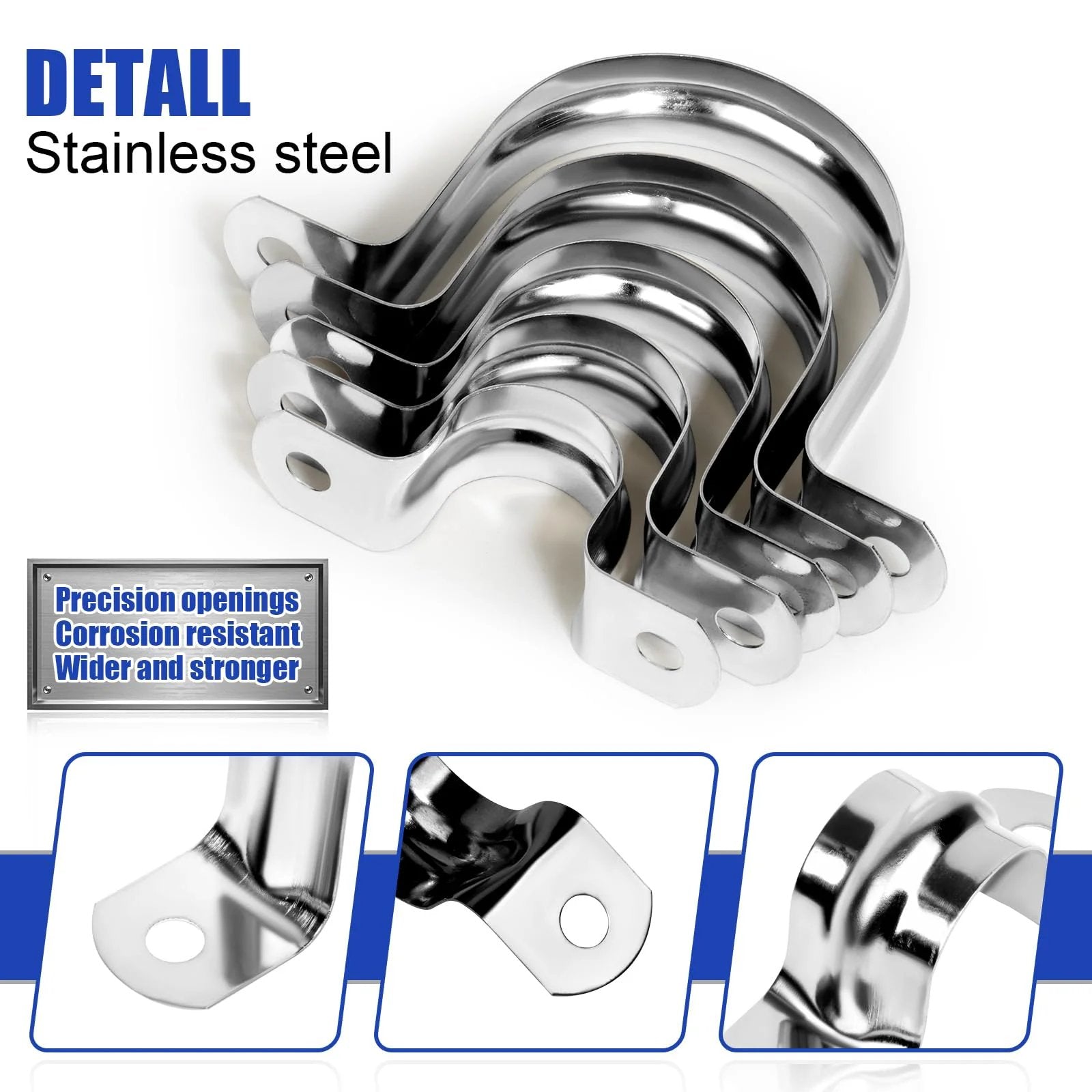 30Pcs 1 Inch Stainless Steel Conduit Clamps With 2 Hole U Bracket Straps Tension Clips for pipe and cable on various surfaces